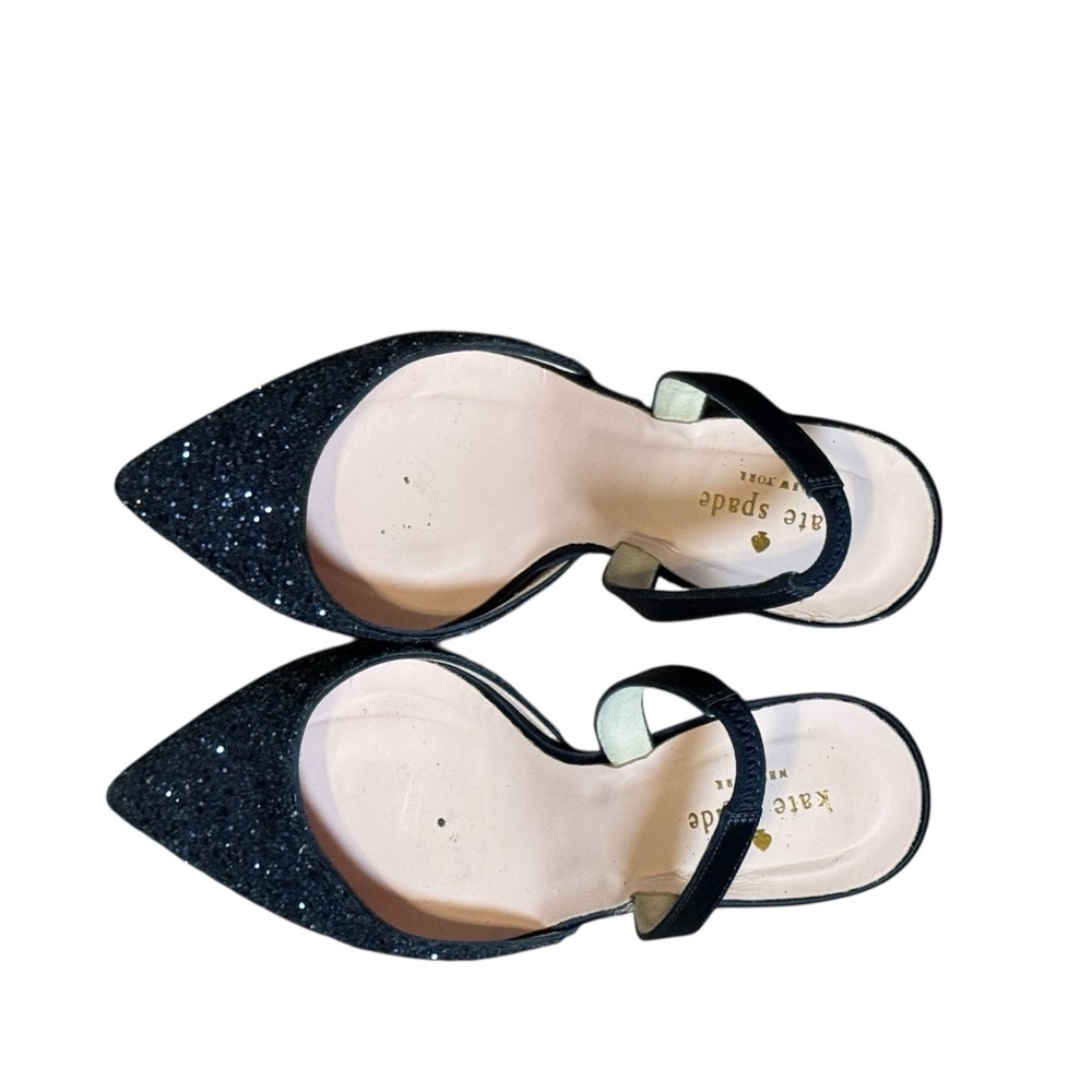 kate spade Navy Glitter Pointed Slingback Heels Women’s Size 9B - Picture 3 of 6